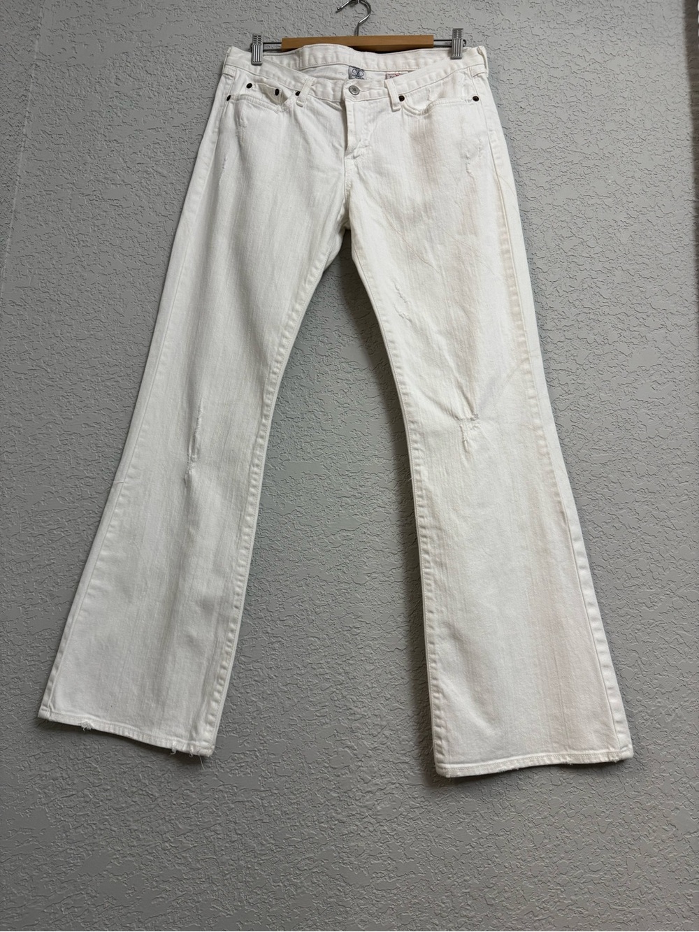 Lucky Brand White Flare Jeans With White Paint Splash Details